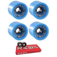 Cloud Ride! 69mm Wheels Cruiser Blue Longboard Skateboard Wheels - 78a with Bones Bearings - 8mm Bones Super Reds Skate Rated Skateboard Bearings (8) Pack - Bundle of 2 Items