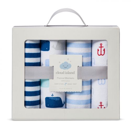  Cloud island Flannel Receiving Baby Blankets By the Sea 4pack - Cloud Island - Blue Whale and Anchor