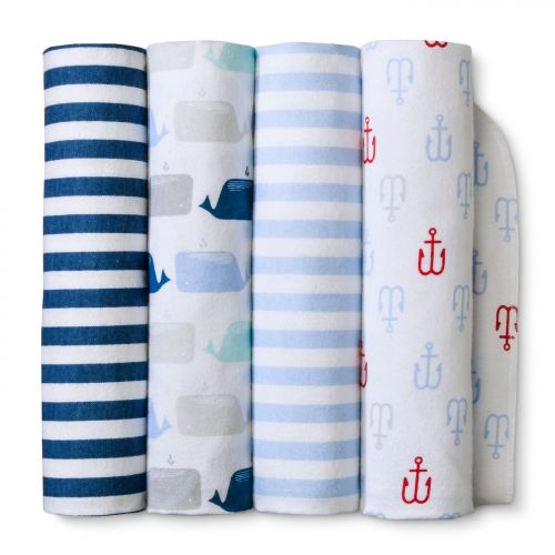  Cloud island Flannel Receiving Baby Blankets By the Sea 4pack - Cloud Island - Blue Whale and Anchor