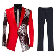 Cloudstyle Mens 2-Piece Suit Casual 1 Button Slim Fit Prom Suit Stylish Sequin