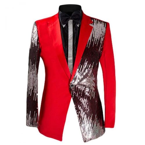  Cloudstyle Mens 2-Piece Suit Casual 1 Button Slim Fit Prom Suit Stylish Sequin