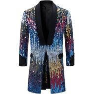 Cloudstyle Mens Tuxedo Single-Breasted Party Show Suit Sequins Punk Jacket Blazer