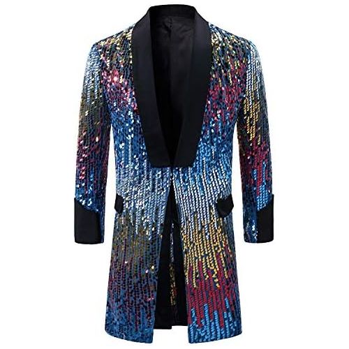  할로윈 용품Cloudstyle Mens Tuxedo Single-Breasted Party Show Suit Sequins Punk Jacket Blazer