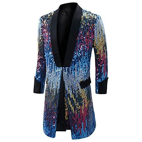  할로윈 용품Cloudstyle Mens Tuxedo Single-Breasted Party Show Suit Sequins Punk Jacket Blazer