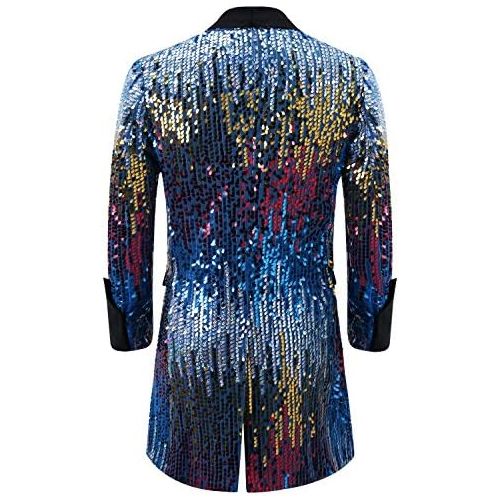  할로윈 용품Cloudstyle Mens Tuxedo Single-Breasted Party Show Suit Sequins Punk Jacket Blazer