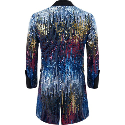  할로윈 용품Cloudstyle Mens Tuxedo Single-Breasted Party Show Suit Sequins Punk Jacket Blazer