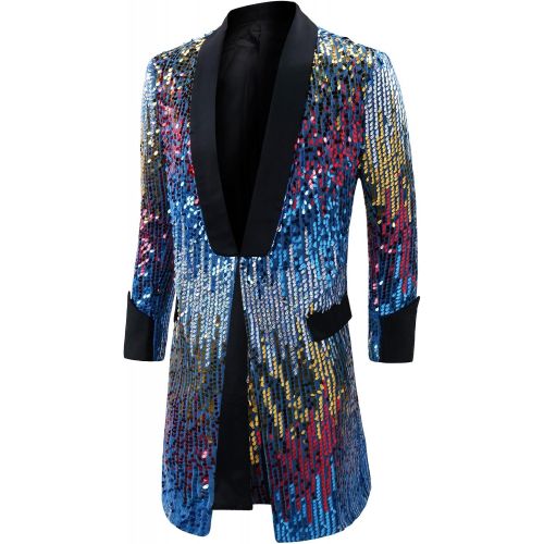  할로윈 용품Cloudstyle Mens Tuxedo Single-Breasted Party Show Suit Sequins Punk Jacket Blazer