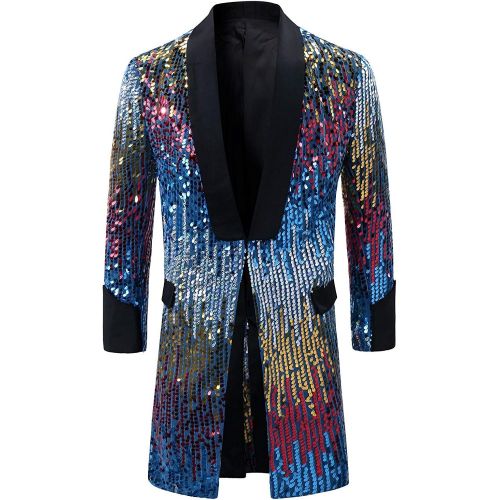  할로윈 용품Cloudstyle Mens Tuxedo Single-Breasted Party Show Suit Sequins Punk Jacket Blazer