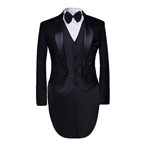  할로윈 용품Cloudstyle Mens Tailcoat Formal Slim Fit 3-Piece Suit Dinner Jacket Swallow-Tailed Coat