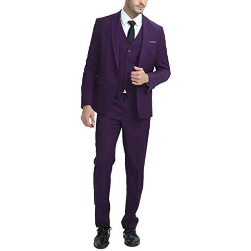  할로윈 용품Cloudstyle Mens 3-Piece Suit Notched Lapel One Button Slim Fit Formal Jacket Vest Pants Set