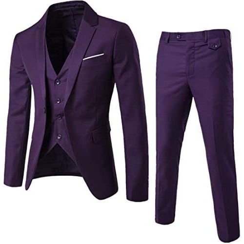  할로윈 용품Cloudstyle Mens 3-Piece Suit Notched Lapel One Button Slim Fit Formal Jacket Vest Pants Set