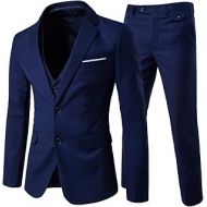 Cloudstyle Mens 3-Piece 2 Buttons Slim Fit Solid Color Jacket Smart Wedding Formal Suit