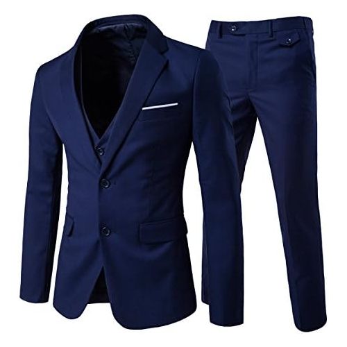  할로윈 용품Cloudstyle Mens 3-Piece 2 Buttons Slim Fit Solid Color Jacket Smart Wedding Formal Suit