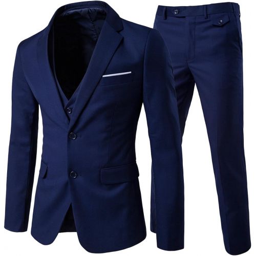  할로윈 용품Cloudstyle Mens 3-Piece 2 Buttons Slim Fit Solid Color Jacket Smart Wedding Formal Suit