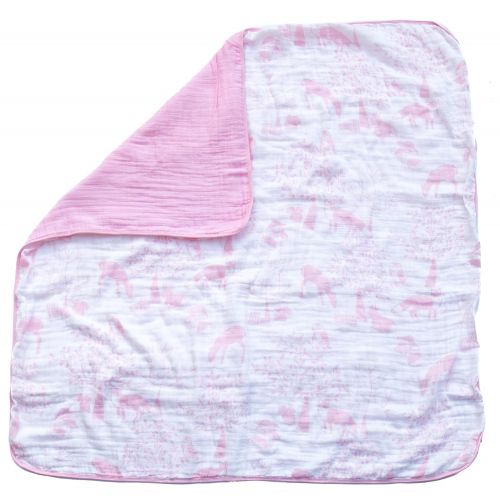  Clover & Sage Organic Muslin Baby Toddler Blanket - 100% Hypoallergenic Cotton Bed Blankets - Pink Forest by Clover...