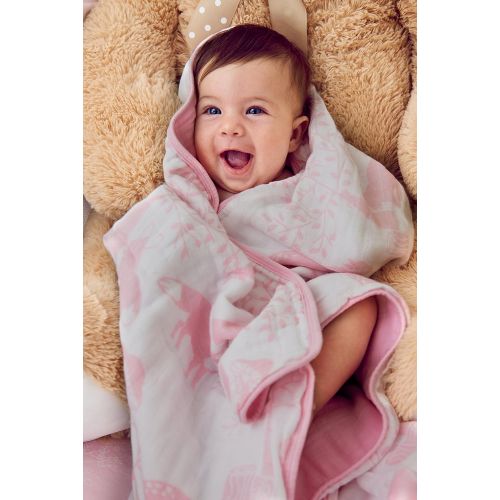  Clover & Sage Organic Muslin Baby Toddler Blanket - 100% Hypoallergenic Cotton Bed Blankets - Pink Forest by Clover...