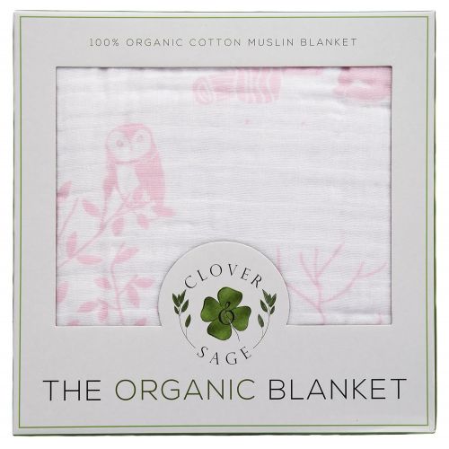  Clover & Sage Organic Muslin Baby Toddler Blanket - 100% Hypoallergenic Cotton Bed Blankets - Pink Forest by Clover...