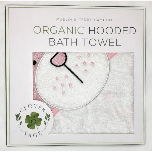  Organic Bamboo Baby Hooded Towel by Clover & Sage - Pink Bunny