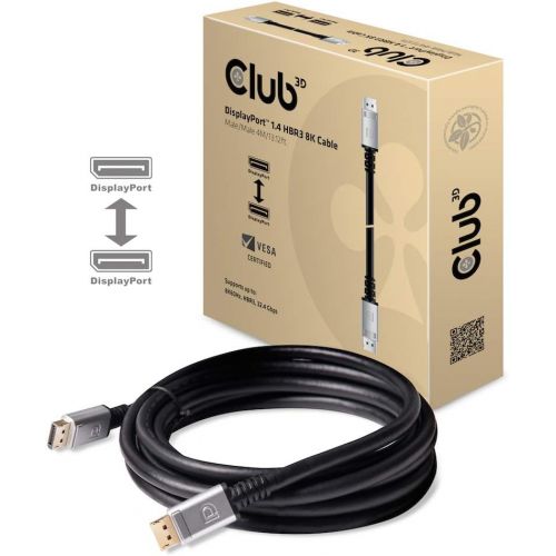  CLUB3D Club3D CAC-1061 DisplayPort to DisplayPort 1.4Hbr3 Cable DP 1.4 8K 60Hz 5M16, 4 Feet Black Vesa Certified