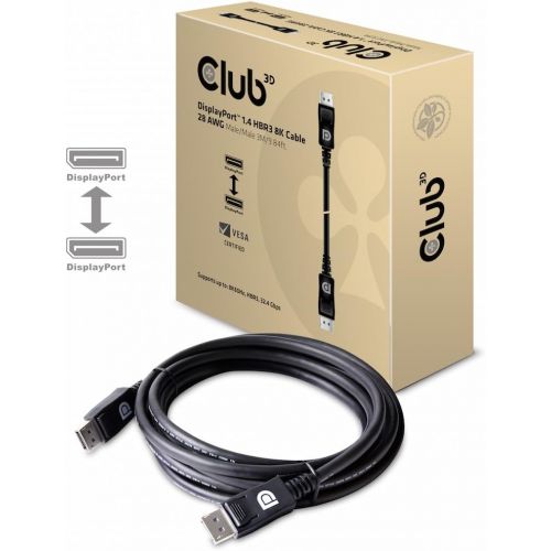  CLUB3D Club3D CAC-1061 DisplayPort to DisplayPort 1.4Hbr3 Cable DP 1.4 8K 60Hz 5M16, 4 Feet Black Vesa Certified
