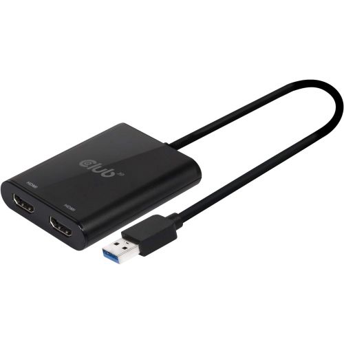  CLUB3D Club3D CSV-1474 USB 3.0 type A to Dual HDMI 2.0 4K 60Hz External Graphics video adapter for multiple Monitors