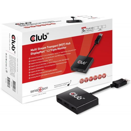  CLUB3D Club3D DisplayPort 1.2 to 3 DisplayPort Multi-Display MST Hub (CSV-5300A)