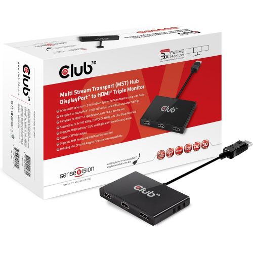  CLUB3D Club3D DisplayPort 1.2 to 3 DisplayPort Multi-Display MST Hub (CSV-5300A)