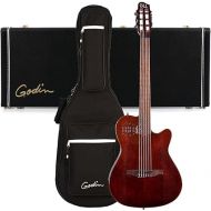 Godin Multiac Mundial Nylon Acoustic E. Guitar, Kanyon Burst, Godin V1095 ACS Hardshell Case Bundle