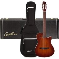 Godin Multiac Encore Nylon String Acoustic-Electric Guitar Burnt Umber (042180), Godin V1095 MultiAc Case Bundle