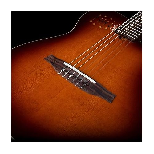  Godin Multiac Encore Nylon String Acoustic-Electric Guitar Burnt Umber (042180), Godin V1095 MultiAc Case Bundle