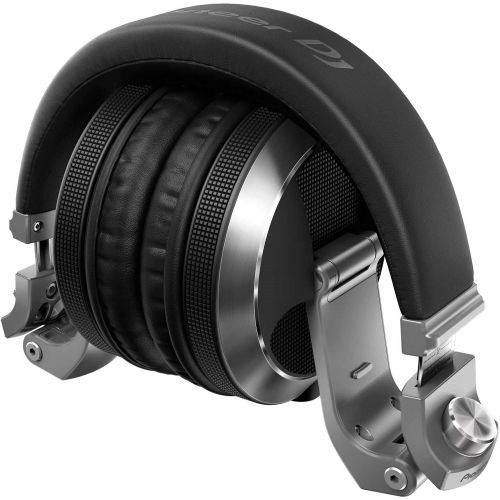  [아마존베스트]Clutch Pioneer HDJ-X7-S Over Ear Silver Pro DJ Headphones w/Table Stand + Carry Case