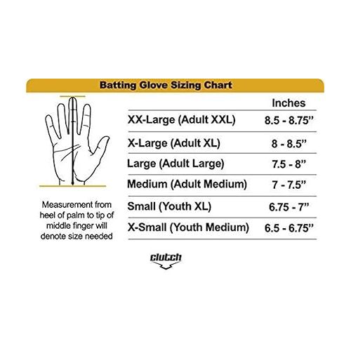  Clutch Sports Apparel Baseball and Softball Batting Gloves - Super Grip Finger Fit for Adult and Youth - Performance Mesh & Perforated Sheep Skin Palm