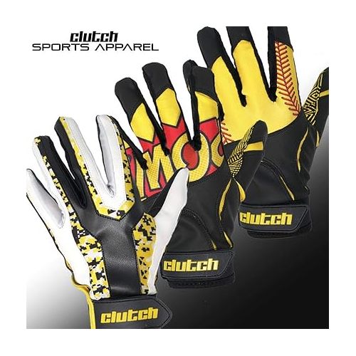  Clutch Sports Apparel Baseball and Softball Batting Gloves - Super Grip Finger Fit for Adult and Youth - Performance Mesh & Perforated Sheep Skin Palm