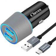[아마존베스트]Cluvox Fast USB C Car Charger, Compatible for Samsung Galaxy S10+/S10e/S10/S9/S9 Plus/S8/S8 Plus/S8 Active/Note 9/Note 8, Quick Charge 3.0 Dual USB Rapid Car Charger with Type C Cable 3.3