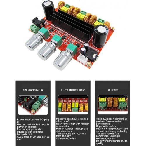  [아마존베스트]Clyxgs TPA3116D2 2.1 Digital Power Amplifier Board, 2x80W+100W(Bass) Audio Stereo AMP Module for Audio System DIY Speakers 12-26V