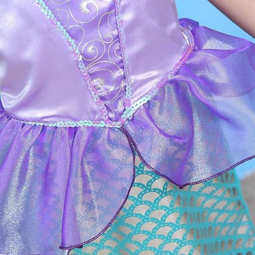  Cmiko Mermaid Costume Princess Ariel Generic Dress with Crown and Fairy Wand for Girls Party