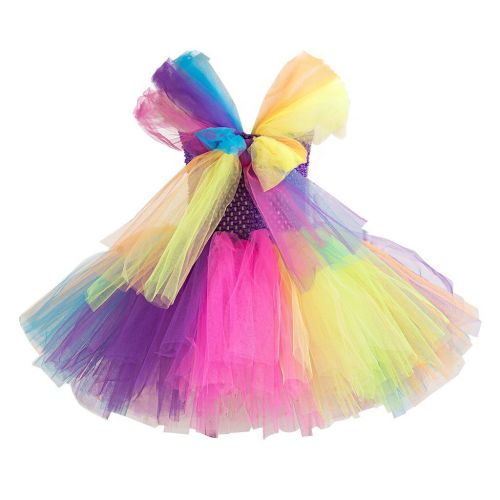  Cmiko Rainbow Ribbon Tutu Skirt Costume Onesie Dress Ballet Unicorn Headband Girl