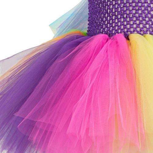  Cmiko Rainbow Ribbon Tutu Skirt Costume Onesie Dress Ballet Unicorn Headband Girl