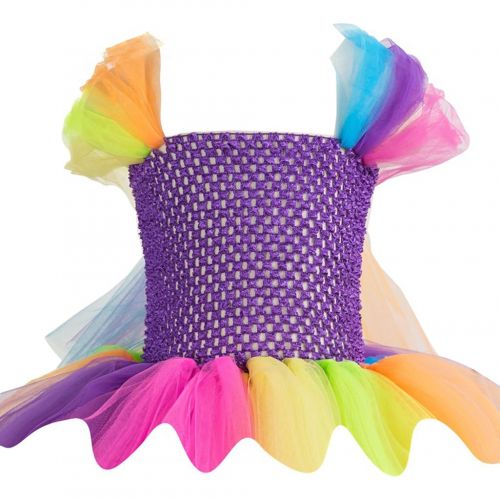  Cmiko Rainbow Ribbon Tutu Skirt Costume Onesie Dress Ballet Unicorn Headband Girl
