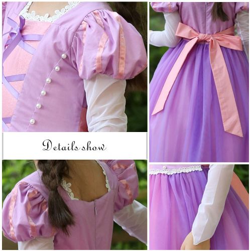  Cmiko Long Hair Costume Princess Rapunzel Generic Dress Up with Long Braid and Tiara for Girls Party