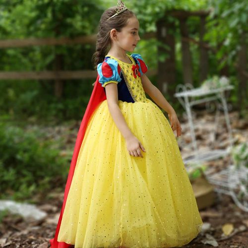  Cmiko Princess Snow White Costume Generic Dress Up with Accessories for Girls Party