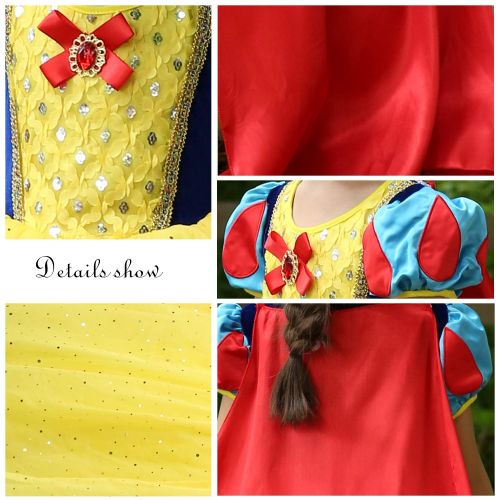  Cmiko Princess Snow White Costume Generic Dress Up with Accessories for Girls Party