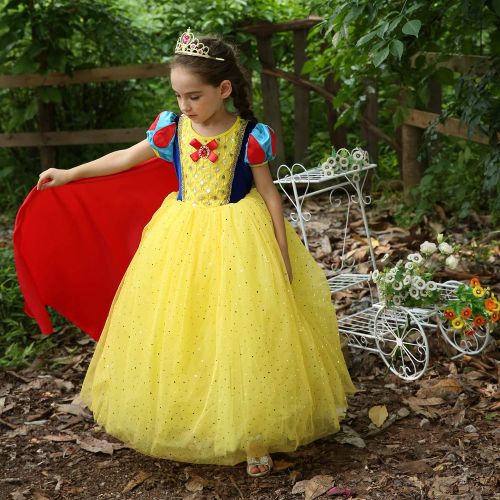  Cmiko Princess Snow White Costume Generic Dress Up with Accessories for Girls Party