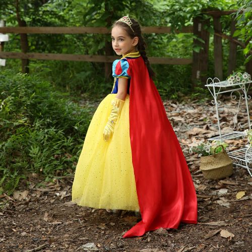  Cmiko Princess Snow White Costume Generic Dress Up with Accessories for Girls Party