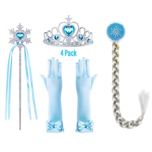  Cmiko Princess Elsa Dress with Cloak Tiara Wand Wig Gloves for Age 2-8 Years Girls Party