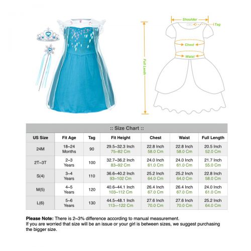  Cmiko Princess Generic Costume for Toddler Girls Dress Up Birthday Party 12M-6 Years