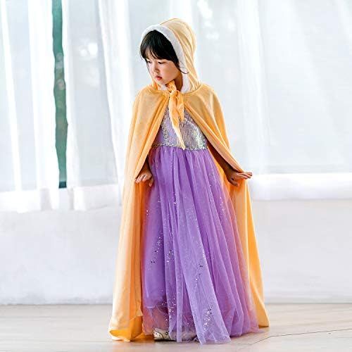  Cmiko Deluxe Princess Soft Velvet Hooded Long Cape Cloak Costume for Girls Dress Up Party