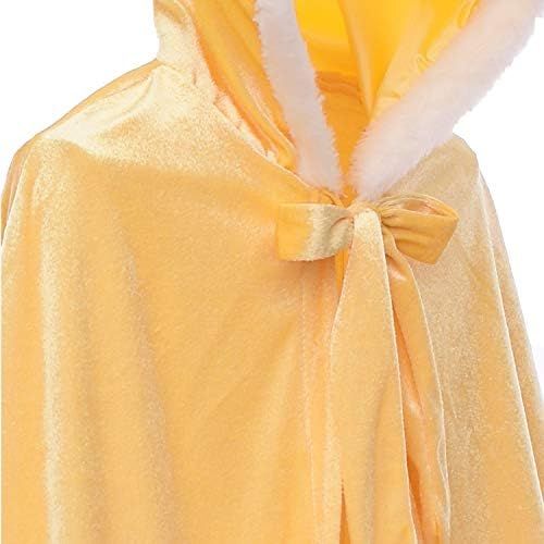  Cmiko Deluxe Princess Soft Velvet Hooded Long Cape Cloak Costume for Girls Dress Up Party