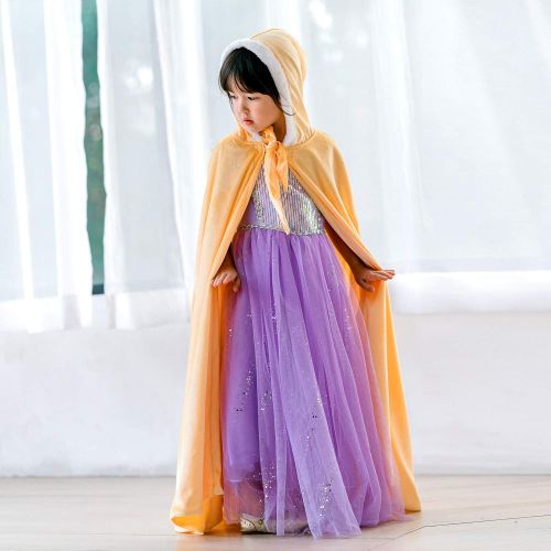  Cmiko Deluxe Princess Soft Velvet Hooded Long Cape Cloak Costume for Girls Dress Up Party