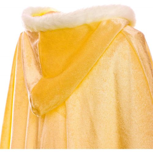  Cmiko Deluxe Princess Soft Velvet Hooded Long Cape Cloak Costume for Girls Dress Up Party